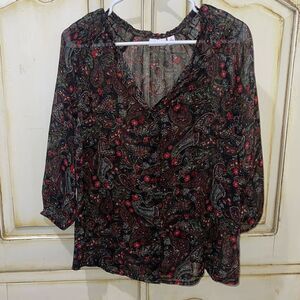 Kim Rogers Paisley Sheer Blouse - Size Small‎
